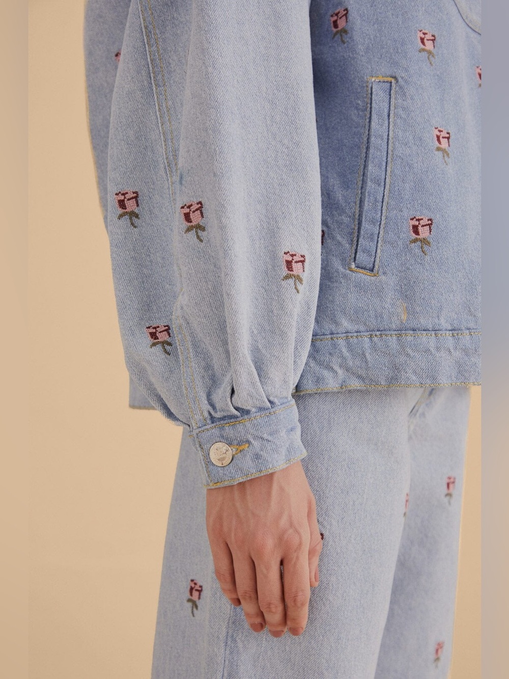 Farm Rio Rose Embroidered Denim
Jacket - Picture 5 of 16
